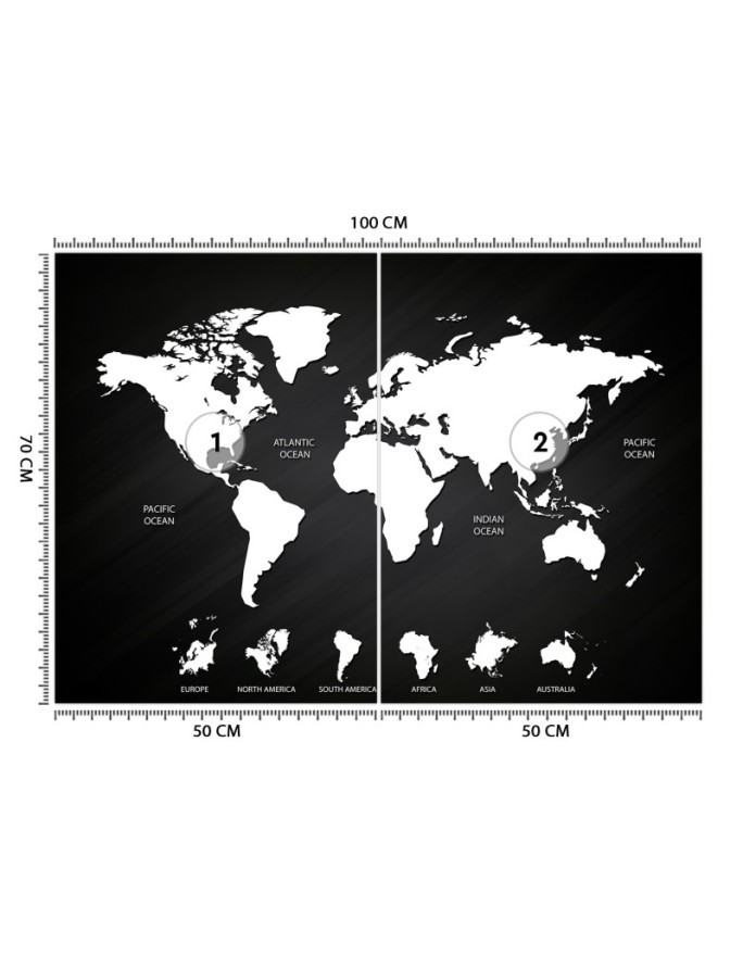 Inspirational wall murals - Black and white world map | FEEBY