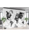 Wall mural - Monochrome watercolour world map | FEEBY