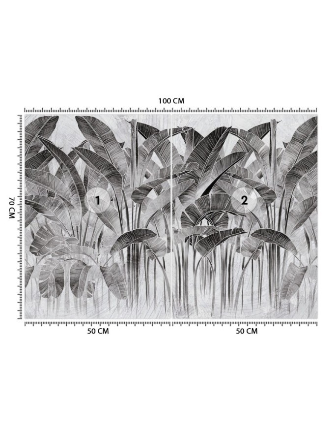 Inspirational wall mural - Banana leaves black and white lettering | FEEBY