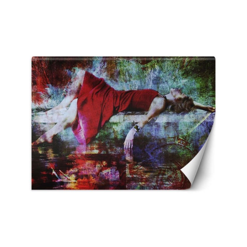 Inspirational wall mural - Woman in red dress abstract | FEEBY