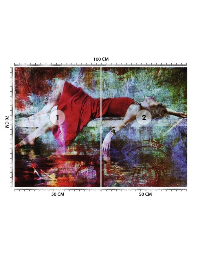 Inspirational wall mural - Woman in red dress abstract | FEEBY