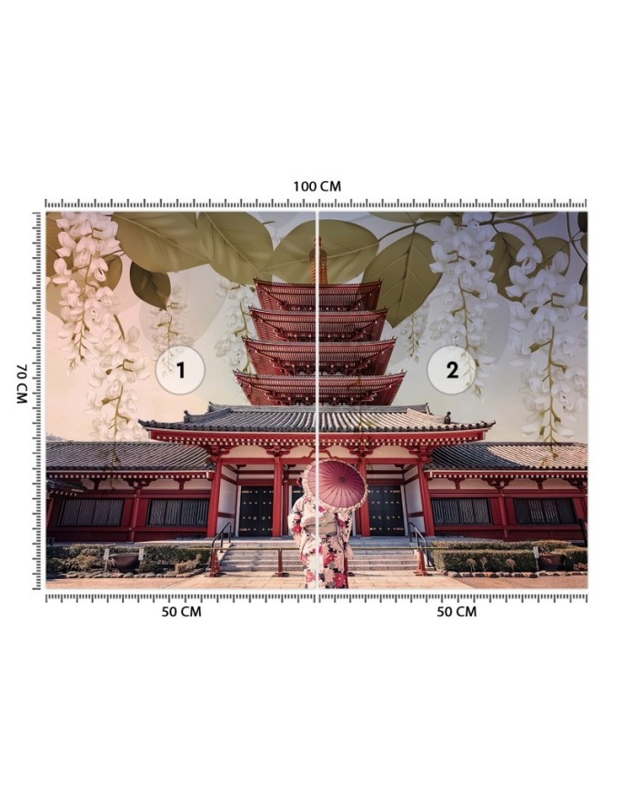 Inspirational wall mural - Geisha and Senso Ji temple in Tokyo | FEEBY