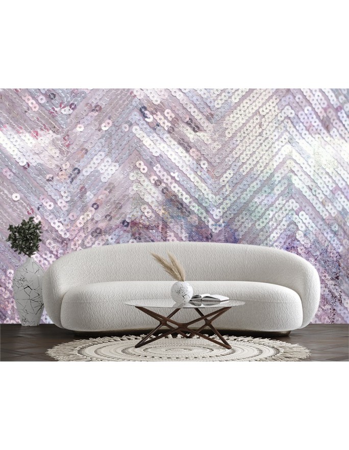 Inspirational wall murals - Sequins Pink Silver | FEEBY