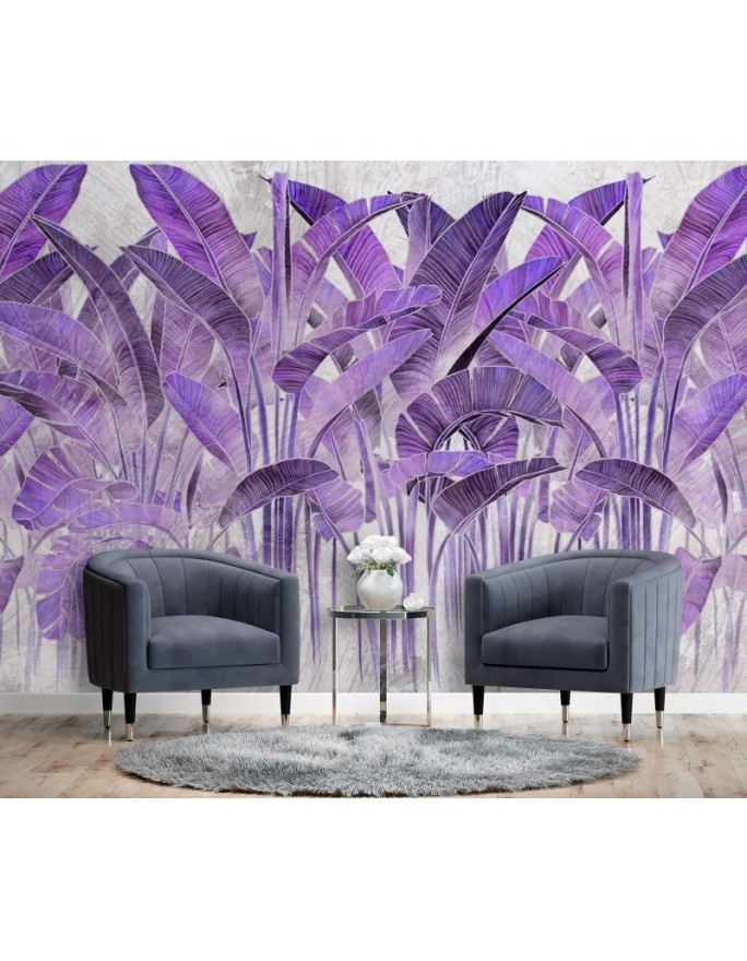 Original wall murals - Purple banana leaves | FEEBY
