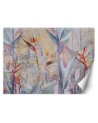 Wallpaper - Pastel coloured leaves on an imitation concrete background | FEEBY