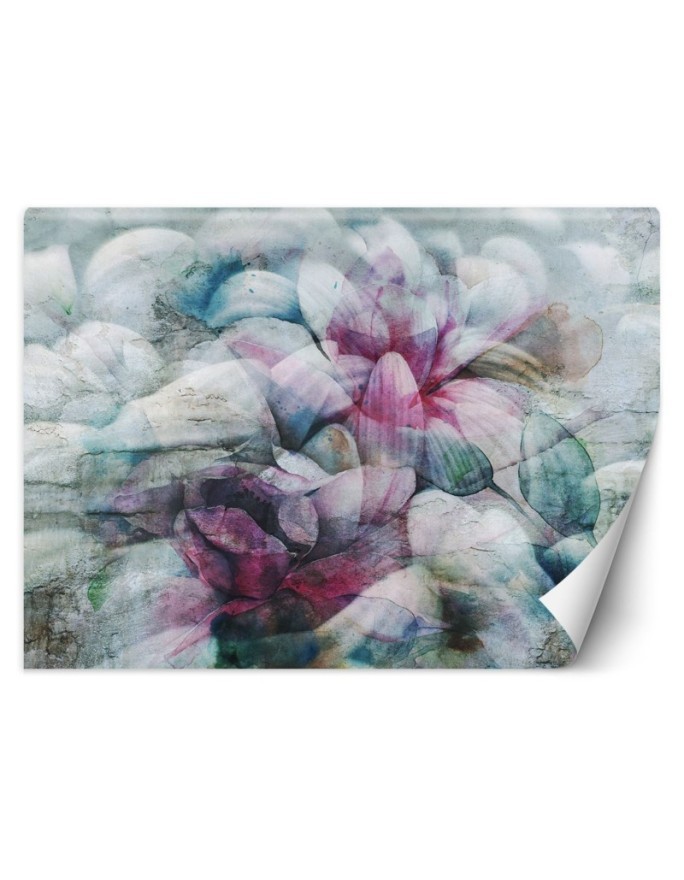 Wallpaper - Pastel leaves abstract watercolour concrete | FEEBY