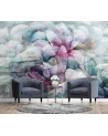 Wallpaper - Pastel leaves abstract watercolour concrete | FEEBY