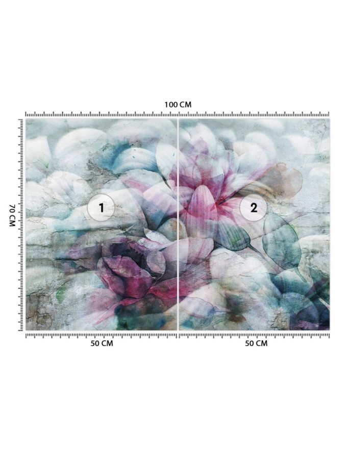 Wallpaper - Pastel leaves abstract watercolour concrete | FEEBY