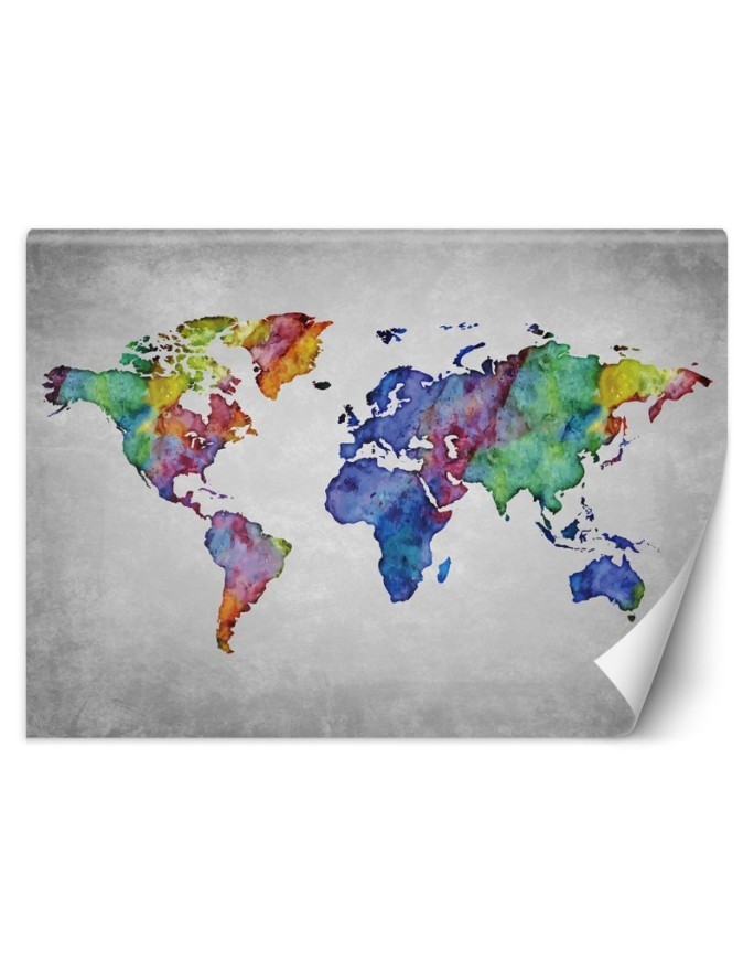 Wallpaper - Coloured world map in watercolour | FEEBY