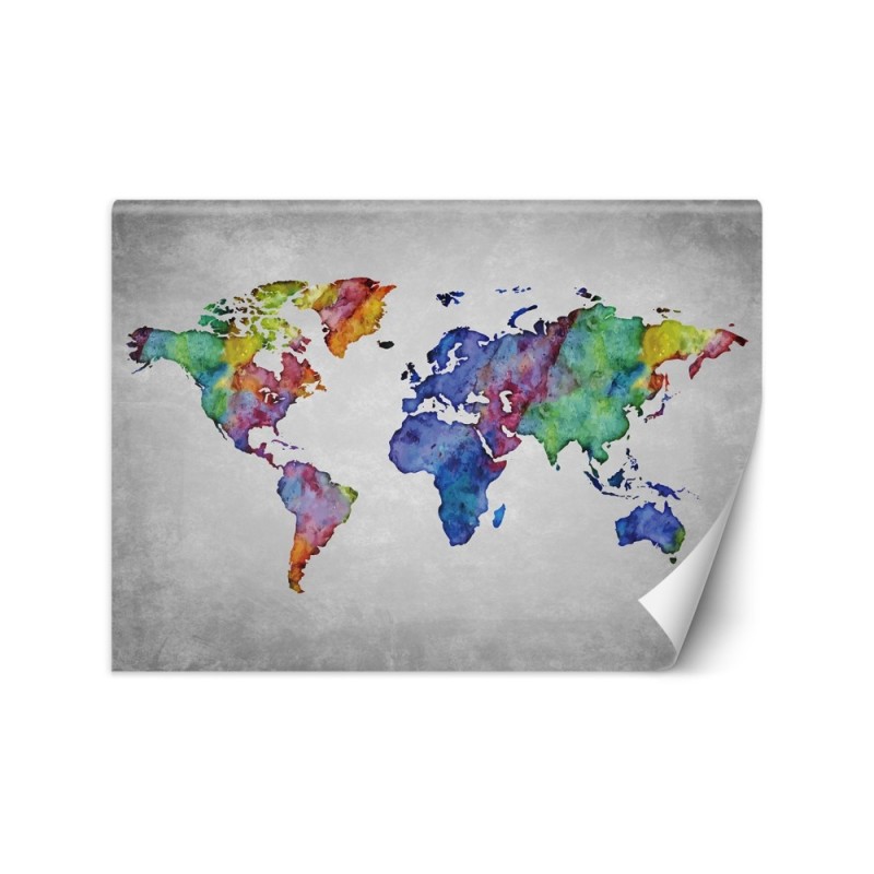 Wallpaper - Coloured world map in watercolour | FEEBY