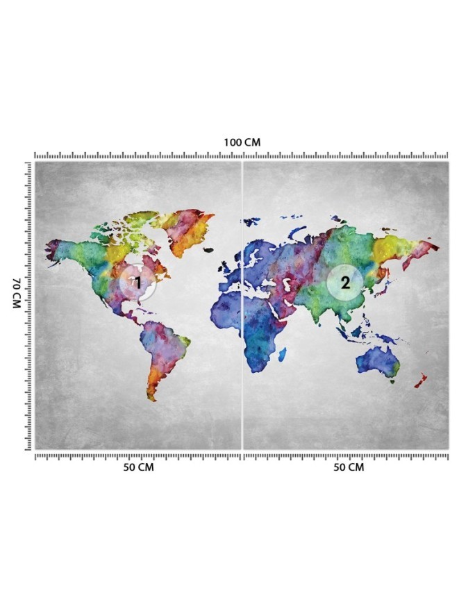 Wallpaper - Coloured world map in watercolour | FEEBY