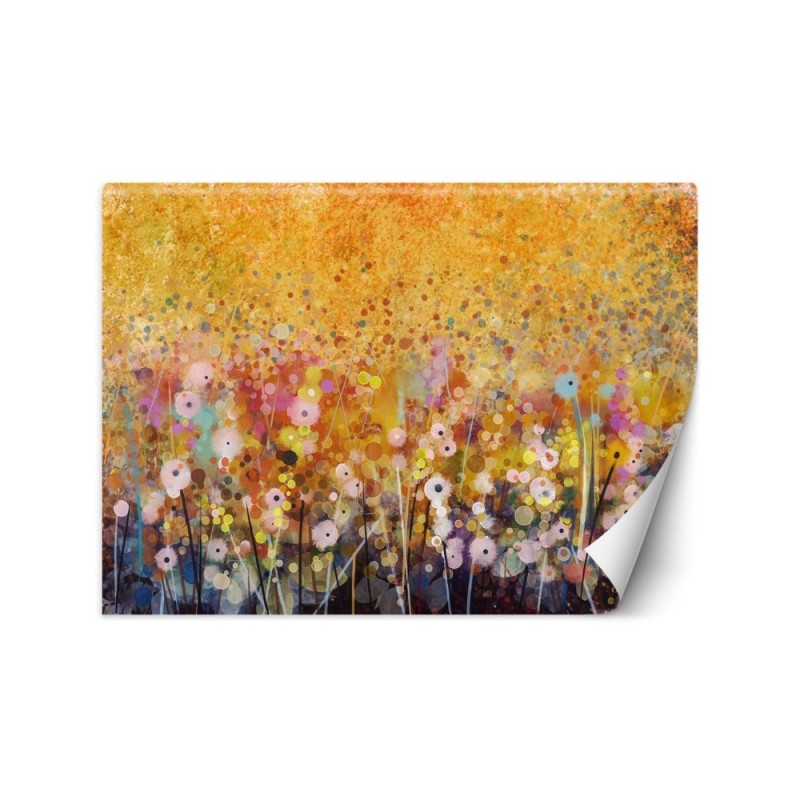 Living room Wallpaper - Meadow flowers colourful abstract | FEEBY