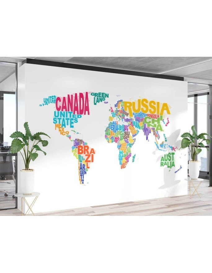 Inspirational Wallpaper - World map colourful lettering | FEEBY