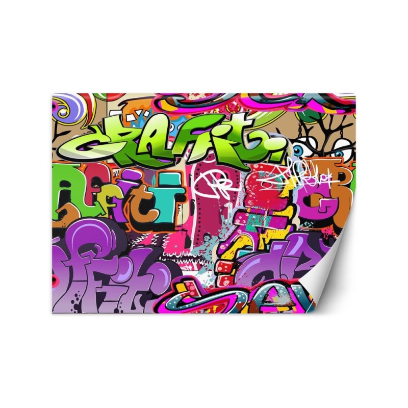 Wall mural - Graffiti art in neon colours street art | FEEBY