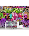 Wall mural - Graffiti art in neon colours street art | FEEBY