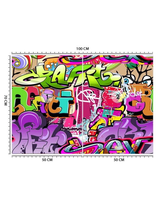 Wall mural - Graffiti art in neon colours street art | FEEBY