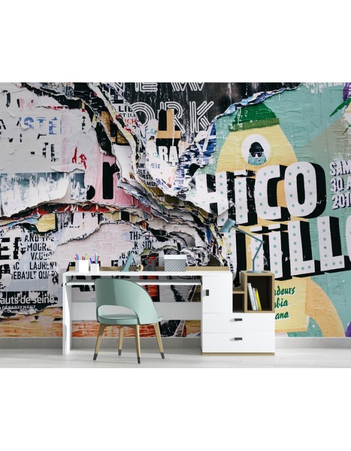 Modern wall murals - Wall grunge old torn posters | FEEBY