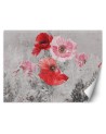 Unique wall murals - Red watercolour poppies | FEEBY