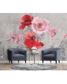 Unique wall murals - Red watercolour poppies | FEEBY