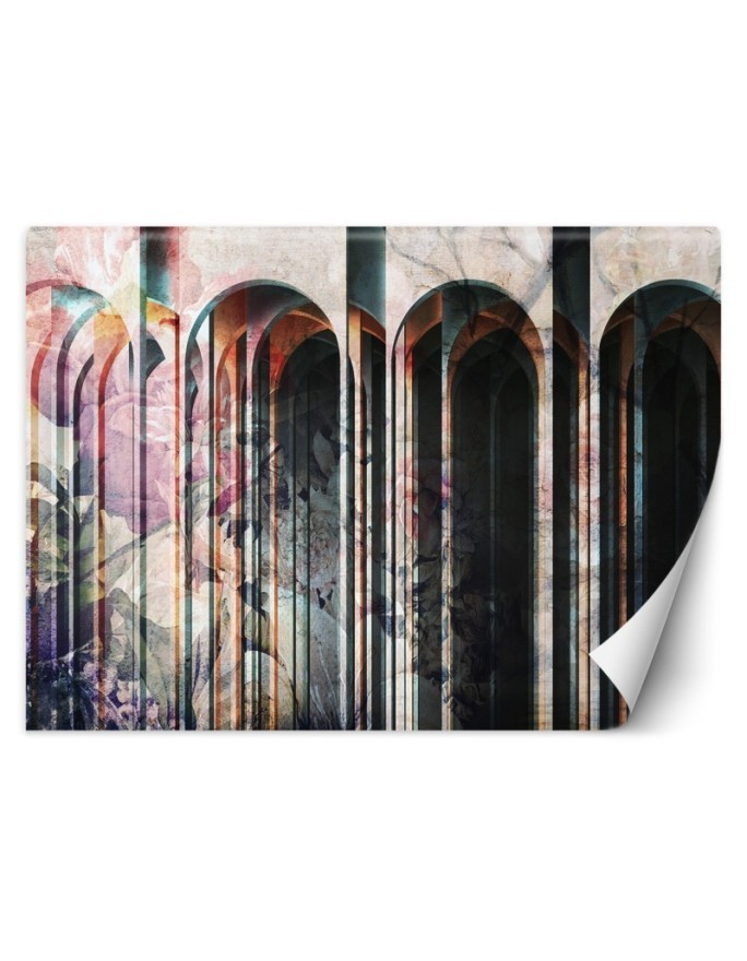 Living room wall mural - Columns of colourful flowers | FEEBY