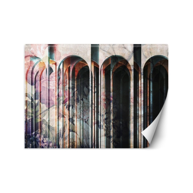 Living room wall mural - Columns of colourful flowers | FEEBY