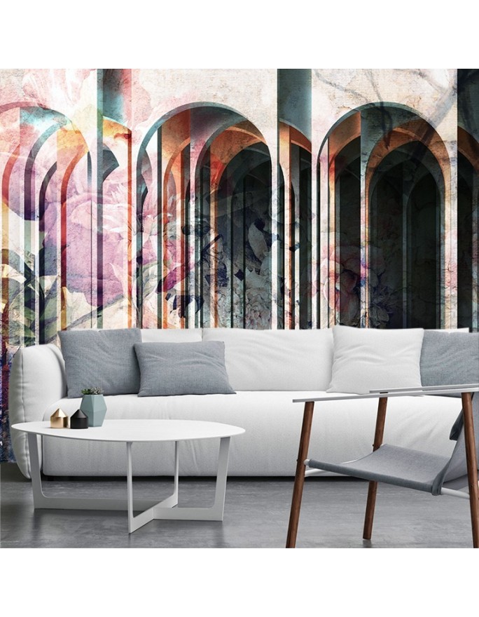 Living room wall mural - Columns of colourful flowers | FEEBY