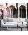 Living room wall mural - Columns of colourful flowers | FEEBY
