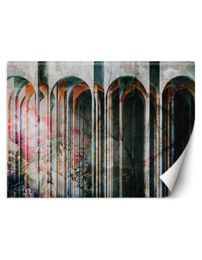 Exclusive wall mural - Columns Coloured Flowers | FEEBY