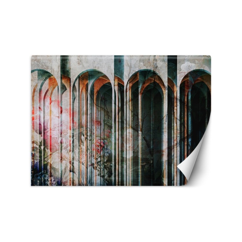 Exclusive wall mural - Columns Coloured Flowers | FEEBY