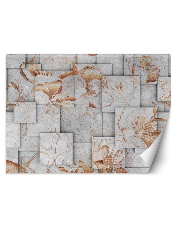 Inspirational wall mural - Flowers on concrete background | FEEBY