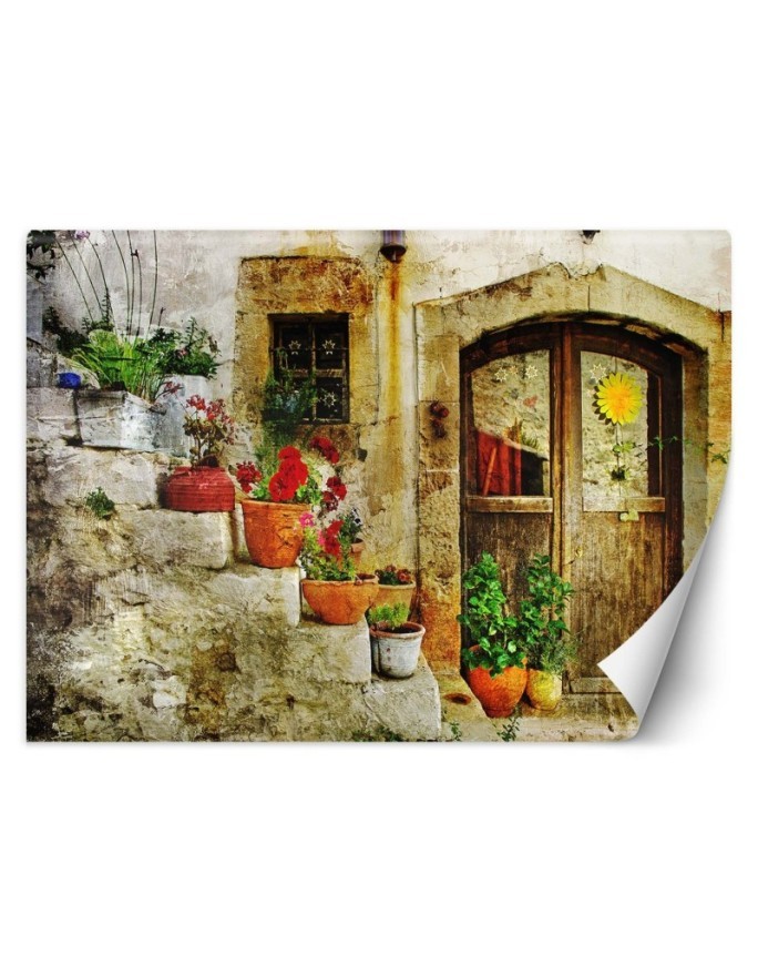Modern wall murals - Flowers on stairs Tuscany | FEEBY