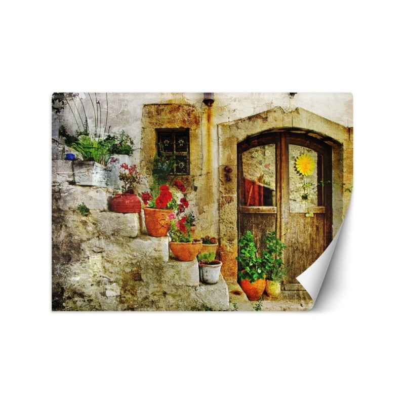 Modern wall murals - Flowers on stairs Tuscany | FEEBY