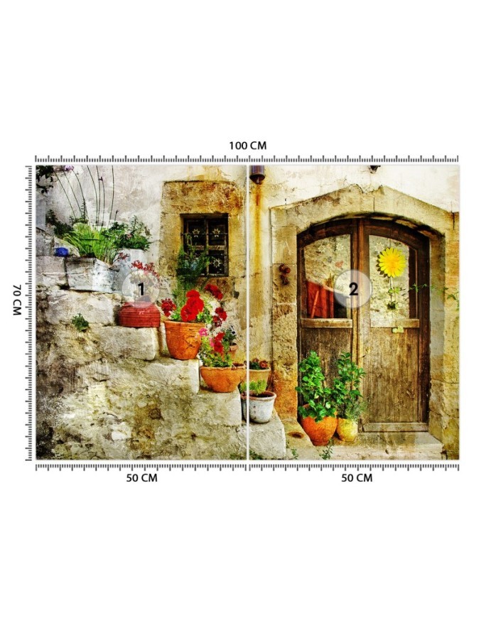 Modern wall murals - Flowers on stairs Tuscany | FEEBY