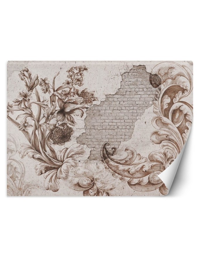 Wallpaper - Floristic fresco on old wall | FEEBY