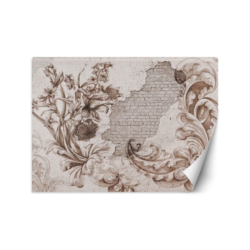 Wallpaper - Floristic fresco on old wall | FEEBY
