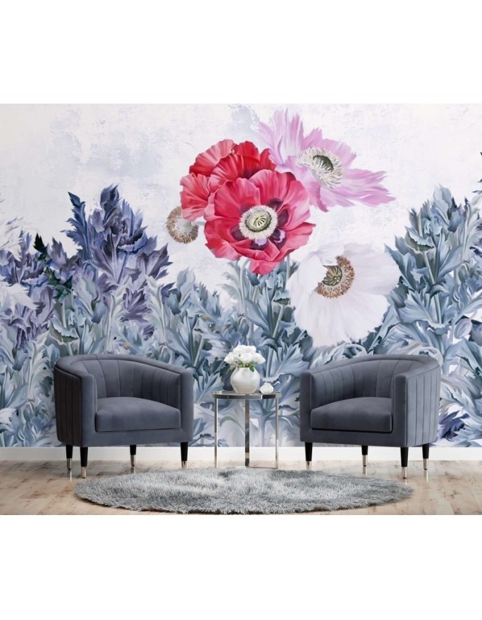 Most fashionable Wallpaper - Poppies flowers pastel composition | FEEBY