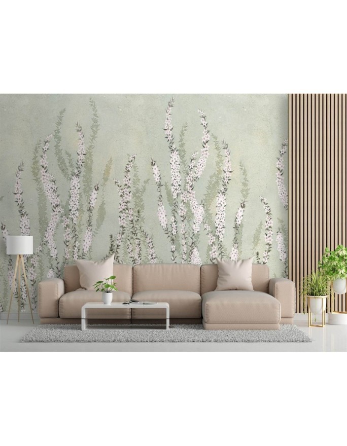 Modern Wallpapers - Flowers on a boho wall background | FEEBY