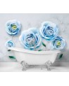 Depth effect wall mural - Blue roses 3D | FEEBY