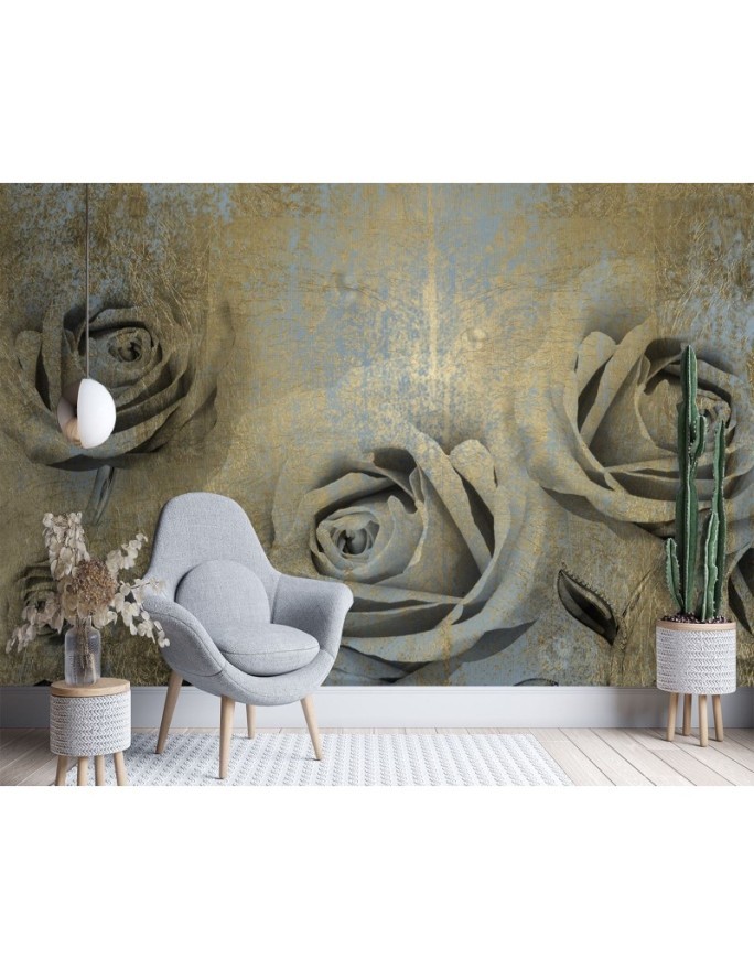 Stylish wall murals - Golden roses flowers | FEEBY