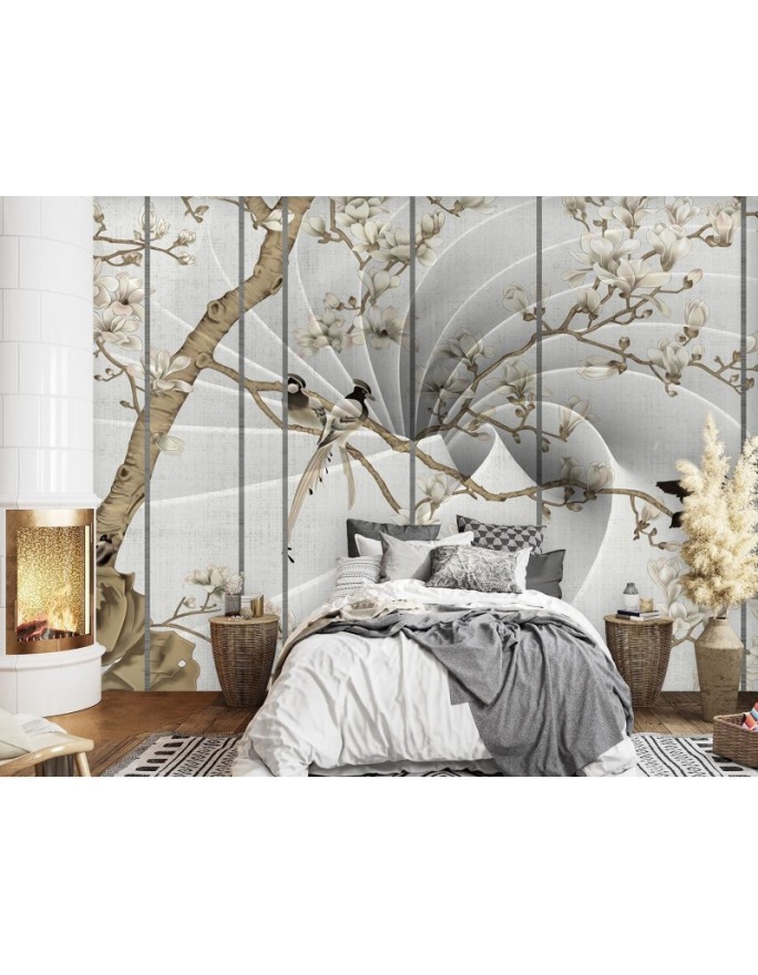 Exclusive wall mural - Birds on a branch 3D | FEEBY