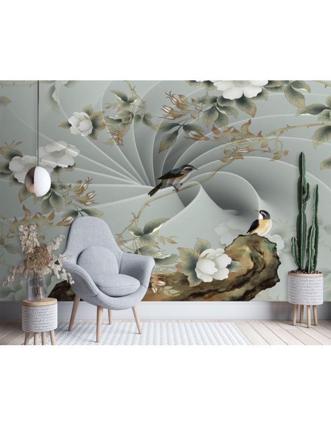 Exclusive wall murals - Bird on a branch 3D | FEEBY
