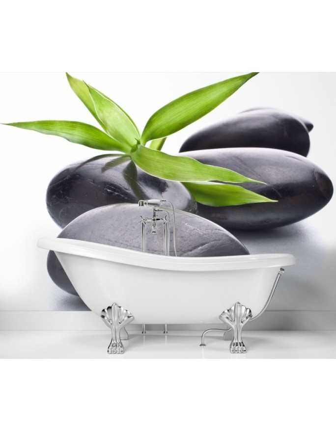 Spa living room wall mural - Stones zen leaf | FEEBY