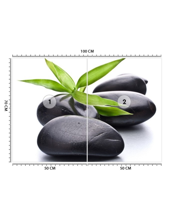 Spa living room wall mural - Stones zen leaf | FEEBY