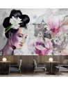 Stylish wall murals - Portrait of a geisha on an old wall | FEEBY