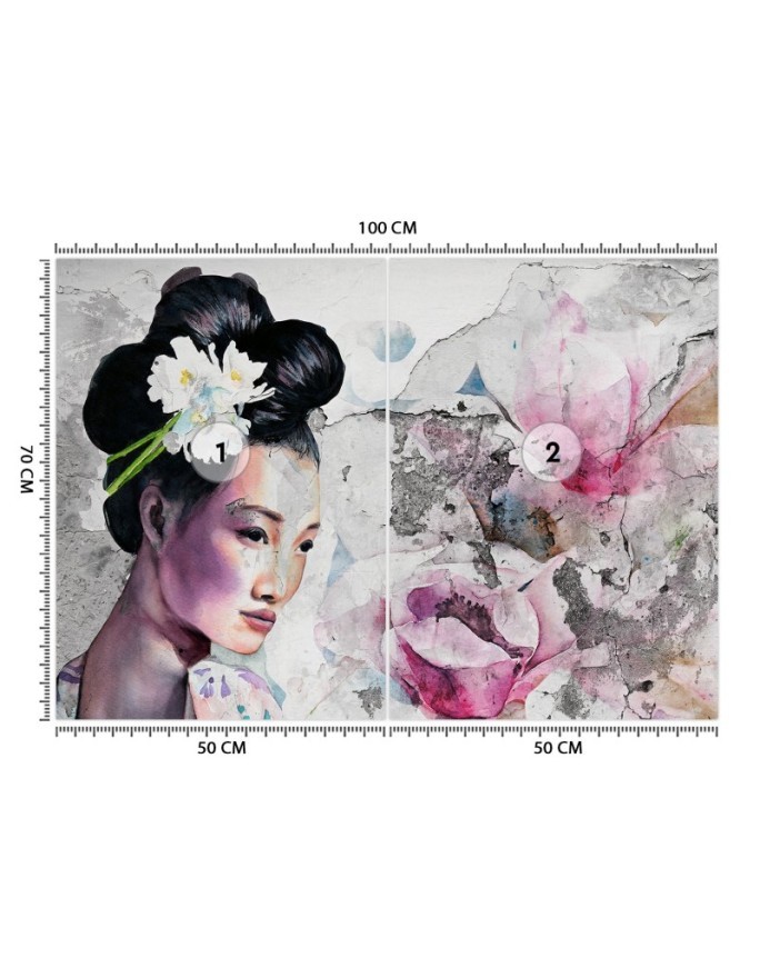 Stylish wall murals - Portrait of a geisha on an old wall | FEEBY