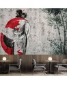 Original wall murals - Japanese geisha with fan abstract | FEEBY