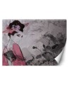 Stylish wall mural - Geisha portrait on concrete wall | FEEBY