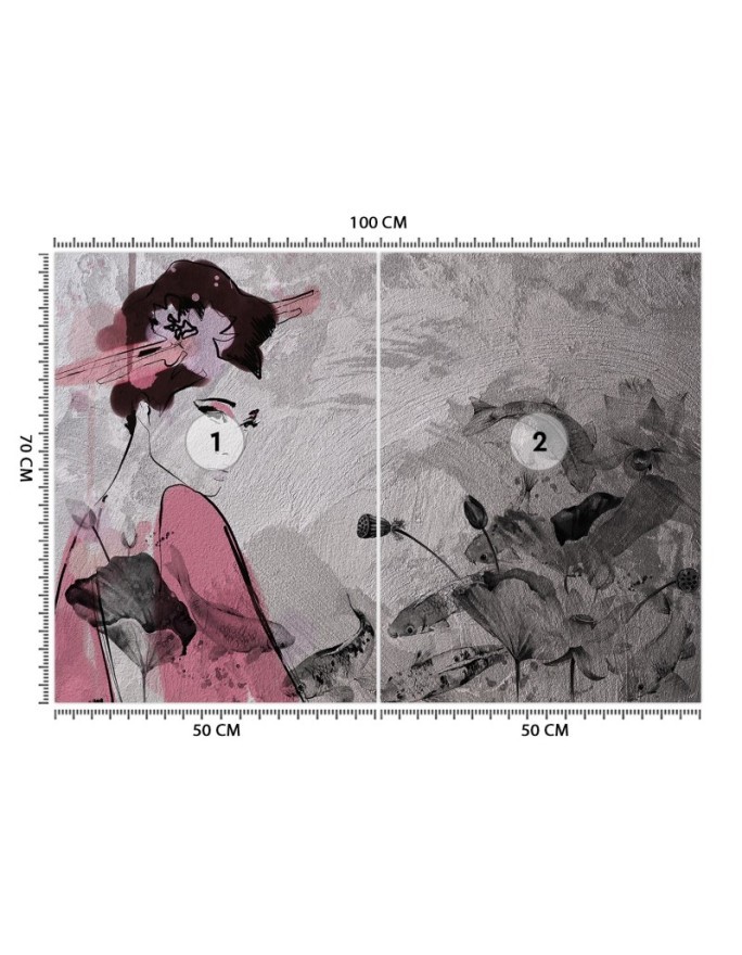 Stylish wall mural - Geisha portrait on concrete wall | FEEBY