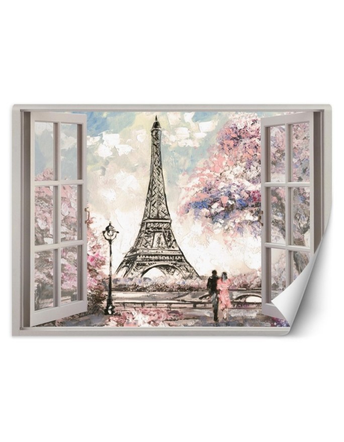 The most fashionable wall murals - Window with view of the Eiffel Tower | FEEBY