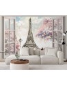 The most fashionable wall murals - Window with view of the Eiffel Tower | FEEBY